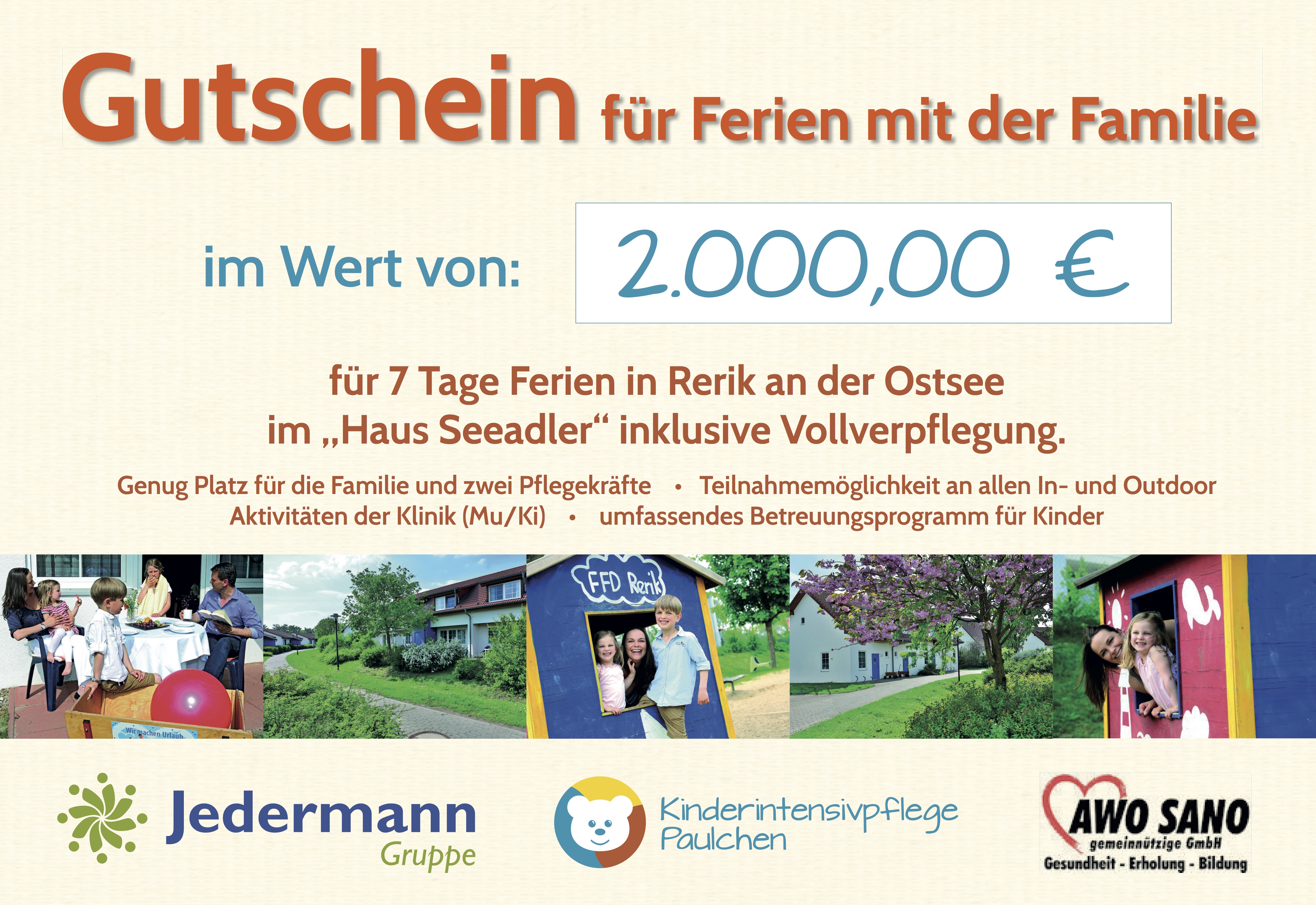 Scheck Urlaub Ostsee Kinderintensivpflege Paulchen